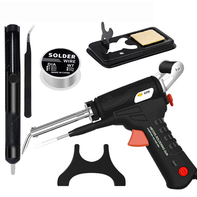 60W Electric Soldering Gun Kit, Multi-Function SolderingIron Set for Home Repair & DIY (5-Piece, Black)