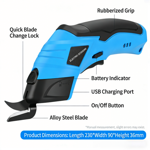 Electric Cordless Scissors USB Rechargeable Multi-functional with Upgraded Chrome-plated Blades for PaperPlastic Aluminum Cardboard Leather Fabric Wood etc