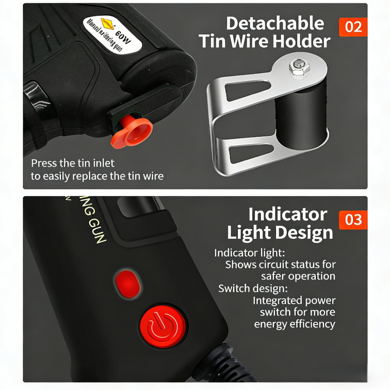 60W Electric Soldering Gun Kit, Multi-Function SolderingIron Set for Home Repair & DIY (5-Piece, Black)